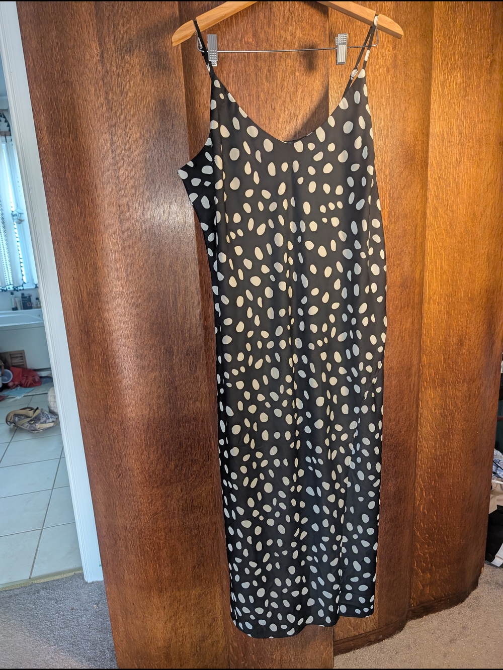 Scoop Black & White Polka Dot Midi Slip Dress XXL (20) | Adjustable Straps